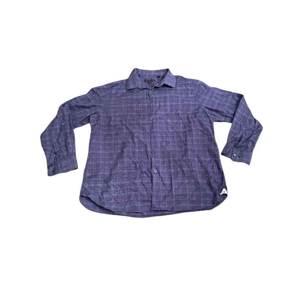 John Varvatos Regular fit Mens Size 17 1/2 34/35 long sleeve Blue striped shirt